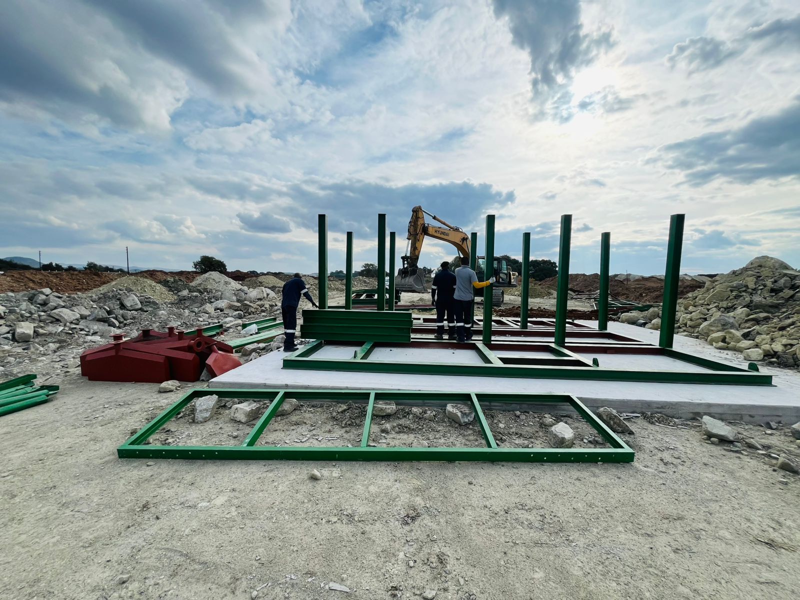 Plant structural steelwork on site